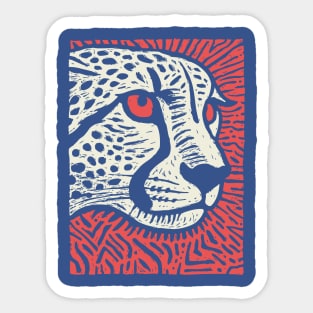 Cheetah Portrait | Graphic Linocut Big Cat Sticker